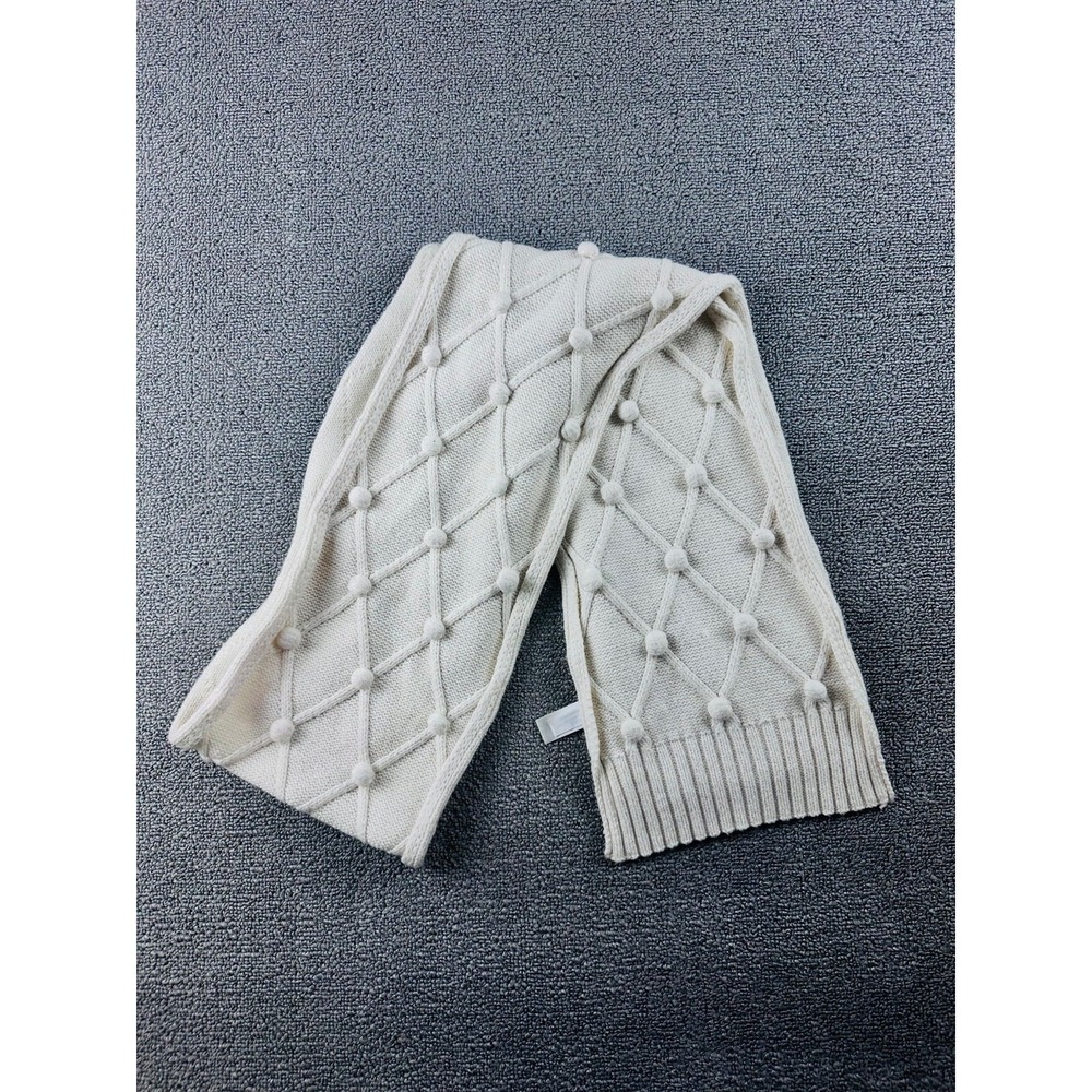 Juicy Couture Scarf Women White Diamond Bobble Knit Cashmere Angora Wool Blend